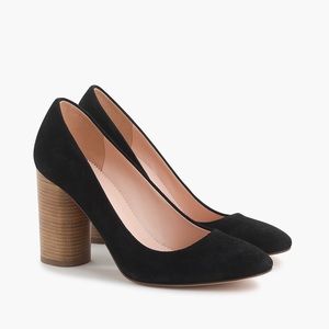 ⭐️ J. Crew stacked-heel pumps in suede